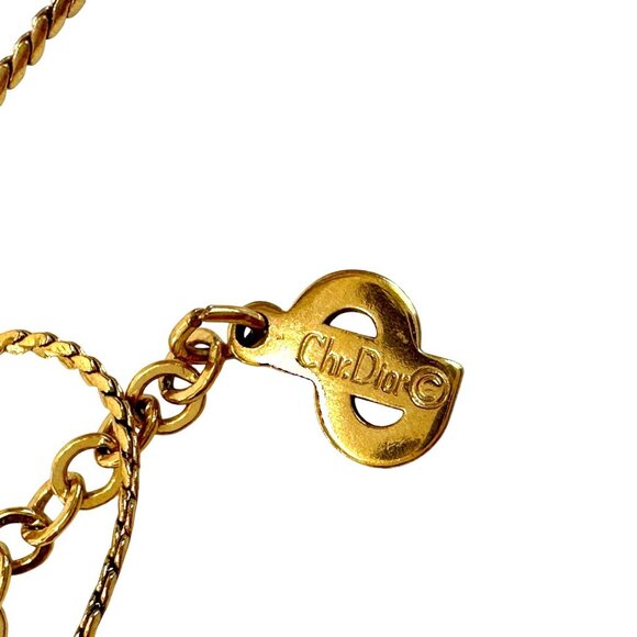 Christian Dior Thick "V" Necklace with Graduating Rhinstones - Goldplated - Picture 2 of 11